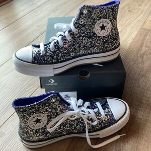 Glitter Converse Night Indigo/White Youth Size 6 NIB
